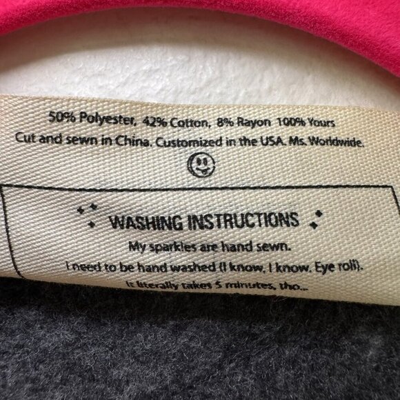 Bow & Drape Built By Girls Gold Sparkle Womens Size Small Grey Sweatshirt - Picture 7 of 8